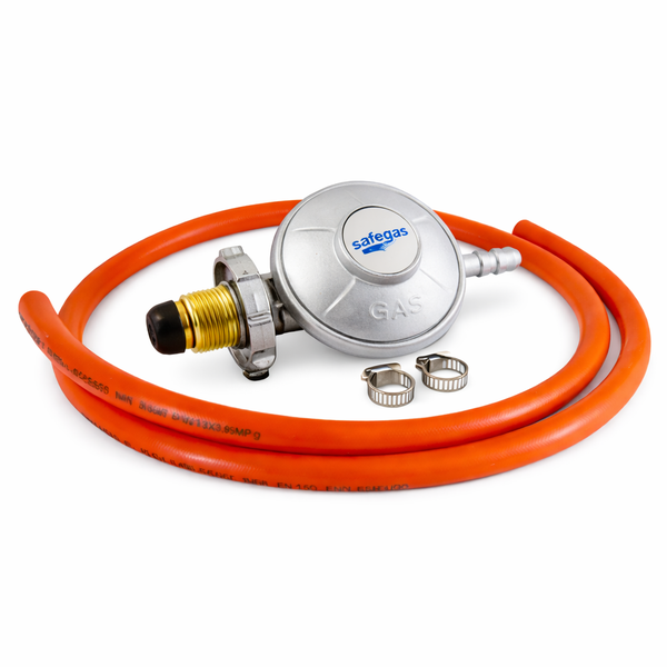 Safegas LPG Regulator with 1.5 Metre Hose - Bullnose Gas Regulator Set