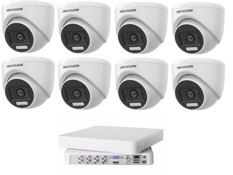 Hikvision 8CH DVR + 8 Dome Smart Light &amp; Audio Cameras | SBR Bundle