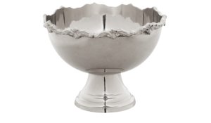 Decorative Round Flower Bowl with Border - Silver Plated