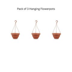 3 Pack of Hanging Flower Pot 30cm (Terracotta)