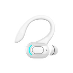 Pure White Single Ear Bluetooth Earbud: Stereo HD Sound, Wireless for Sports, Running &amp; Workout