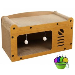 Luxury 2-in-1 Wooden Cat House &amp; Scratcher with Interactive Toys Bundle