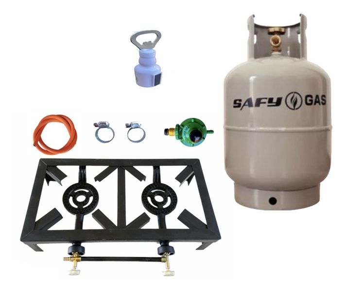 2 Plate Gas Burner with Hose, Regulator Set, and 3KG Nd Bottle Opener