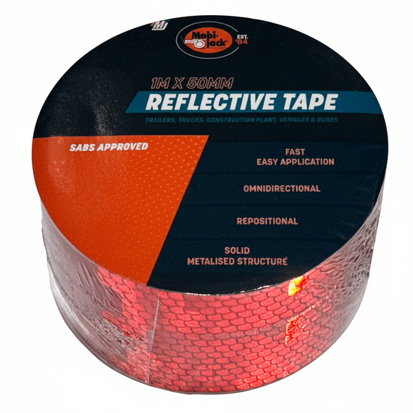 Mobi-Jack Reflective Safety Tape 1m x 50mm Red for Visibility