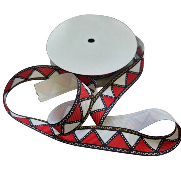 African-Inspired Colourful Printed Ribbon 25mm 20m Roll Craft &amp; Decor