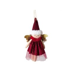 Nordic Christmas Xmas Hanging Fabric Angel Red &amp; White Decoration Gift