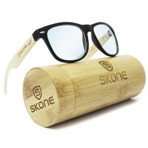 Skone Blue Light Blocking Glasses UV400 Filter Bamboo Wood Temple