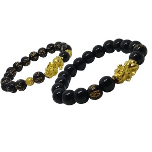 Feng Shui Obsidian Fortune and Wealth Bracelet Set by Libernace