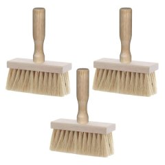 Heavy Duty Builders Block Brush with Wooden Handle - 3 Pack