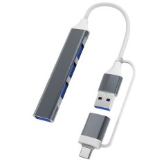 4-in-2 USB Hub Type C OTG Compatible with MacBook Pro, 3 USB Ports