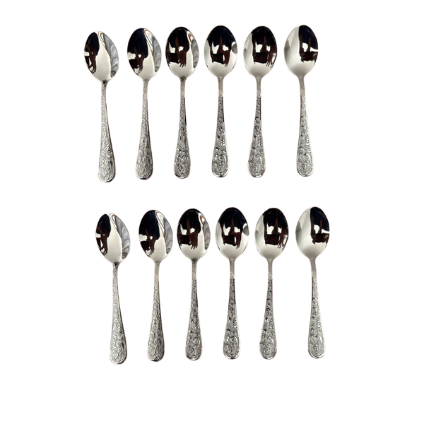 12 Piece Silver Stainless Steel Spoon