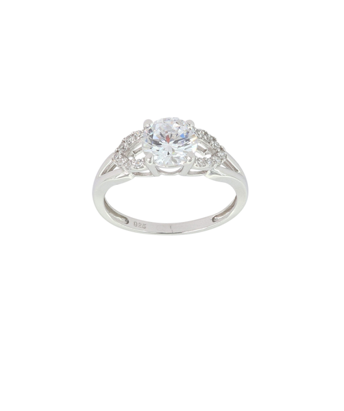 Art Jewellers - 925 Sterling Silver Fancy 7mm C.Z Solitaire Ring