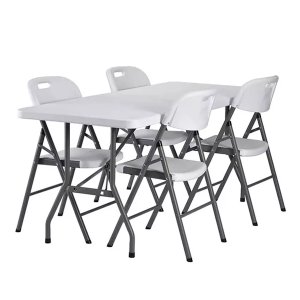 Foldable Table and Chairs Set - 5-Piece white- Indoor &amp; Outdoor Use