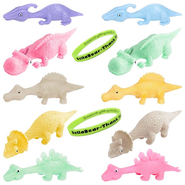 10 x Slingshot Dinosaur Finger Toys With 2x BellaBear Wristband