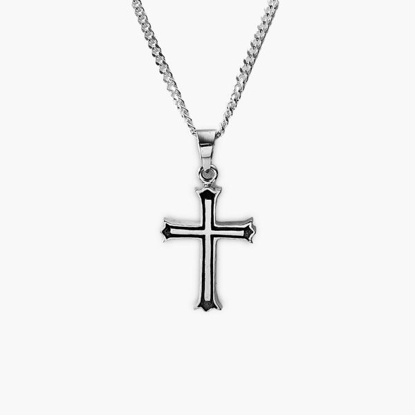 Sterling Silver Cross Necklace - Flared Edges