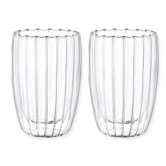 Set of 2 450ml Double Wall Iced Ripple Coffee Glasses