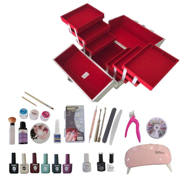 Seasonal Nail Kit with UV Lamp &amp; Carry Case &amp; Gel Polish &amp; Nail Accessories
