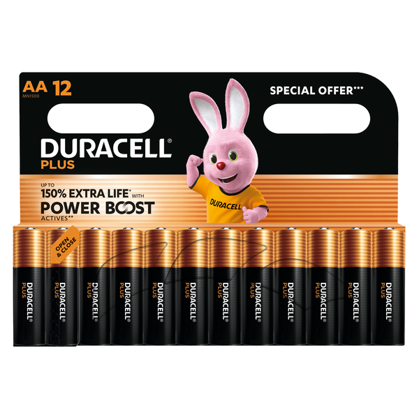 Duracell Plus Power Boost Alkaline Batteries AA 1.5V - 12 Pack