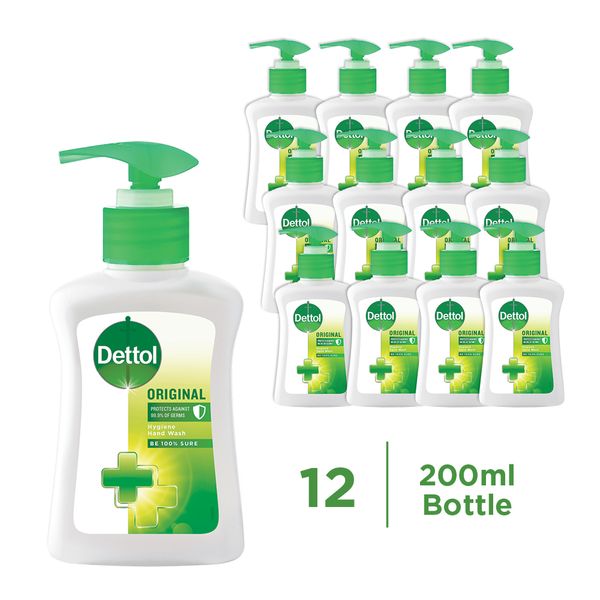 Dettol 12x200ml, Liquid Hand Wash, Pump, Original, Bulk Pack