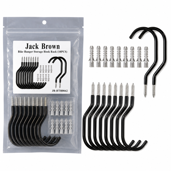 Jack Brown 10pc Heavy Duty Garage Hooks Wall &amp; Ceiling Tool &amp; Bike Rack