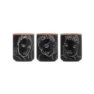 Carrol Boyes Canister Small set of 3 - Sketchbook Black Mix