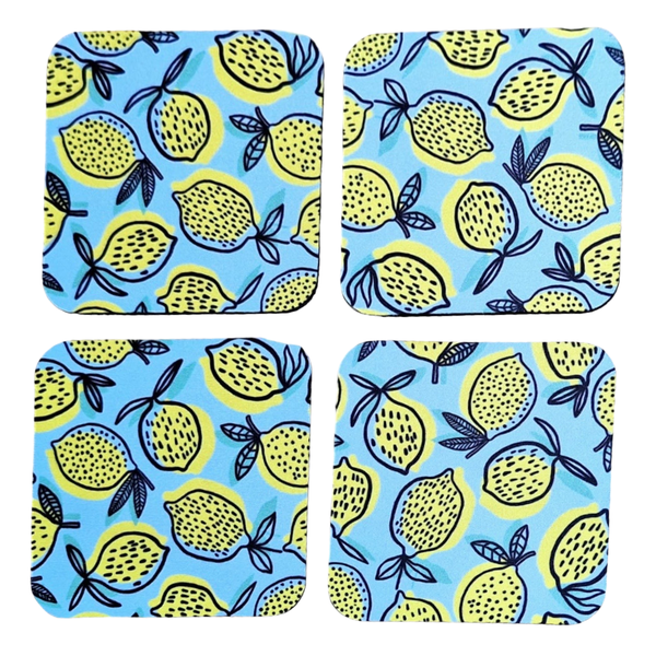 Coasters with Rubber Backing - Yummy Lemons