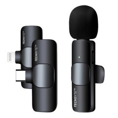 TechByte Wireless Lavalier Microphone - USB Type-C &amp; Lightning -Plug &amp; Play