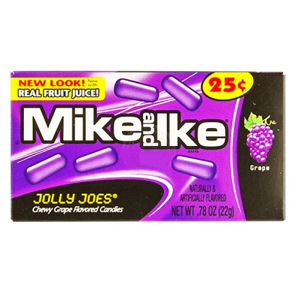 Mike and Ike Jolly Joes Grape Flavored Chewy Sweets Snack 22g - Pack 6