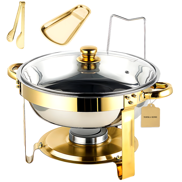 TopikaHome - Food Warmer Buffet Server Set, Chafing Dish with Lid &amp; Spoon