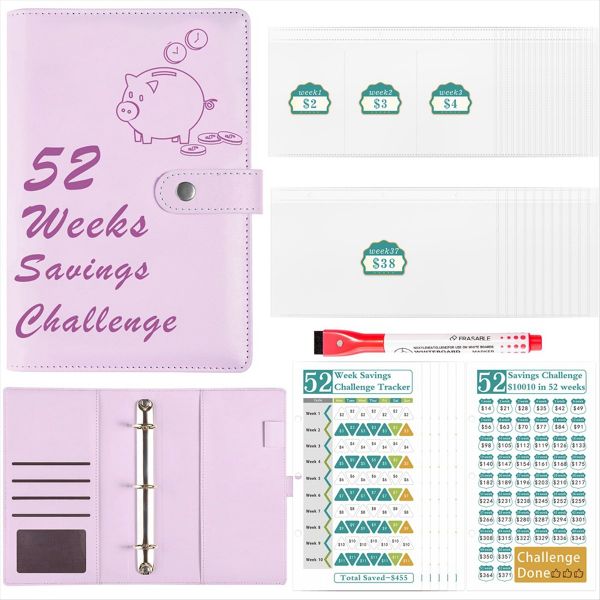52 Week Money Saving Challenge Binder Purple