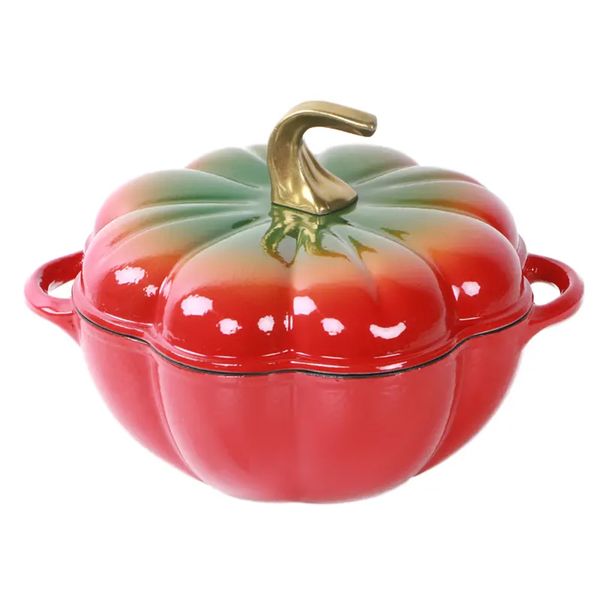 Popular Pumpkin-Shaped Cast Iron Pot, Enamel Cookware - 3Ltr