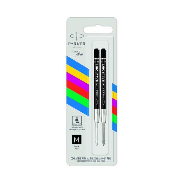 PARKER Economy Ball Pen Gel Refill Medium Nib Blister of 2 - Black - 0,7mm