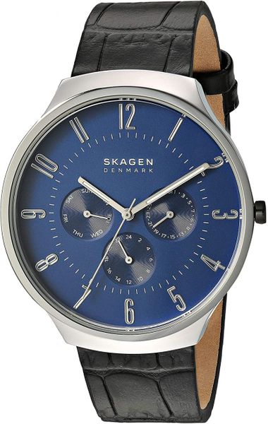 Skagen Men's Grenen SKW6535 42mm Blue Dial Leather Watch (Parallel Imports)