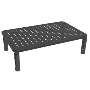 37×23.3 cm Adjustable Iron Monitor Riser with Mesh Ventilation - Black