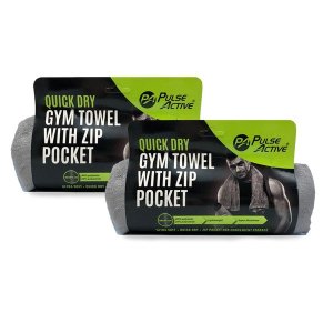 Microfibre Fitness Gym Towel with Pocket - Set of Two