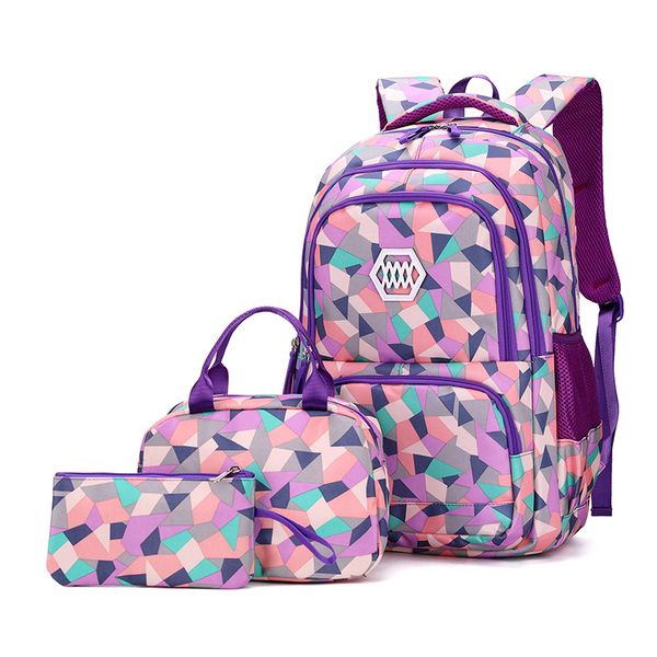 Kids Backpack Set with Geometric Prints - 3 Piece