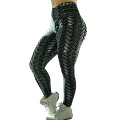 Woven Print High Waist Leggings Non See Through Workout Yoga Pants