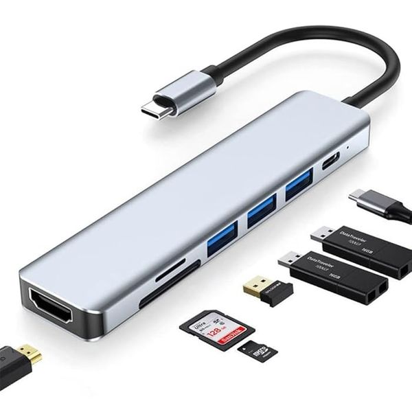 USB C Hub, 7 in 1 HDMI 4K - 1 SD Card - 1 TF Card - USB