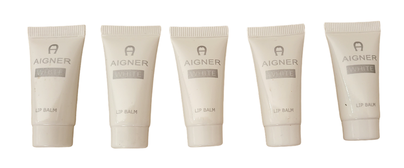 5 x Aigner White Lip Balm Set of 5 Pieces Stylish Lip Balm