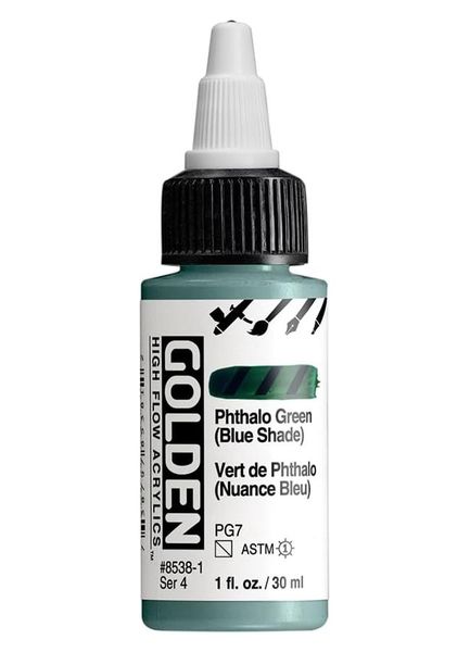 High Flow Acrylics by GOLDEN, 30ml / 1fl.oz - Transparent Phthalo Green BS