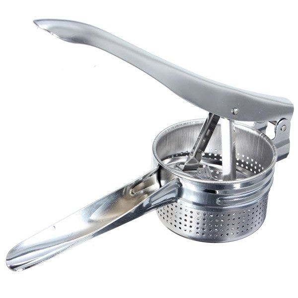 Stainless Steel Manual Potato &amp; Vegetable Masher - Durable Silver Finish