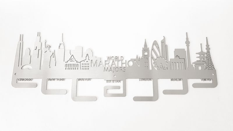 World Marathon Majors City Skyline Medal Hanger Stainless Steel