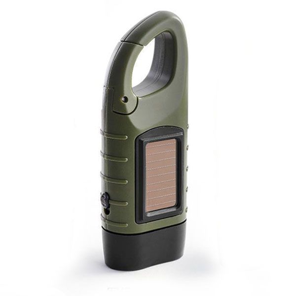 Hand Crank Solar Rechargeable Mini LED Flashlight Outdoor Torch SA