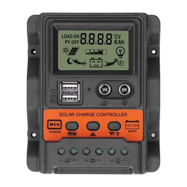 FocusOutdoor 12V/24V Waterproof PWM Solar Charge Controller