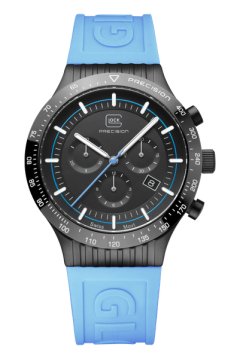 Glock Watch With Blue Silicone Strap And Black Bezel