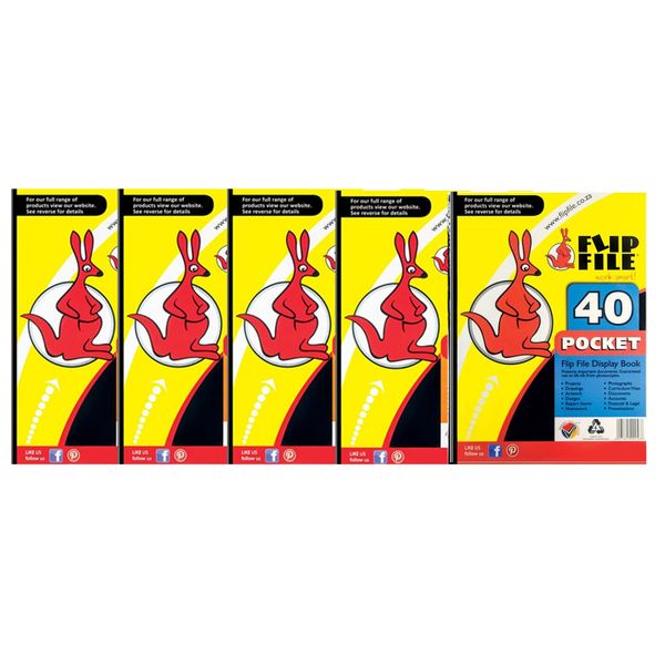 Flip File 40 Pocket Display Book - A4 (Pack of 5)