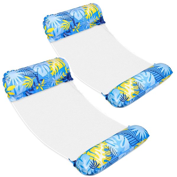 2 Pack - Water Inflatable Hammock Sofa Floating Bed - Leaf Design