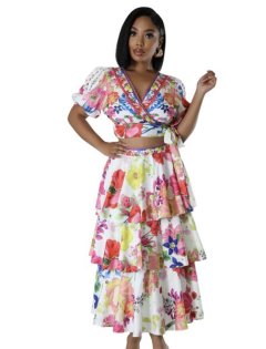 Wardrobenthings Buckle Flowery Ruffle Set for women