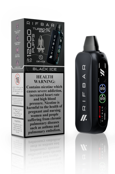 RIFBAR Turbo X Slim Black Ice Vape | Slim Pocket Disposable Vape Pen
