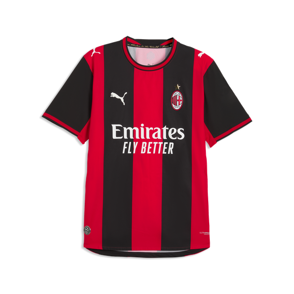 Puma Men's AC Milan Home Short Sleeve Jersey - PUMA Black/For All Time Red